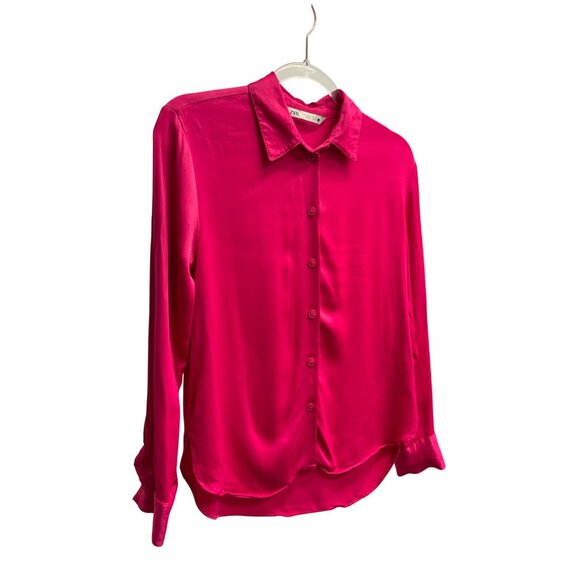 Zara Fuchsia Satin Effect Blouse - Picture 3 of 4